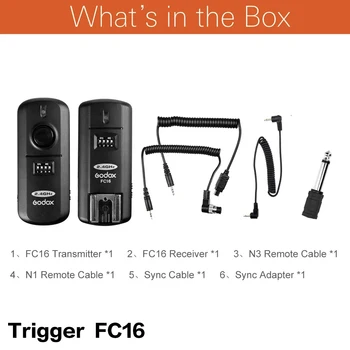 Godox Trigger FC-16 FC16 Kit Channels Wireless Flash Trigger Transmitter + Receiver Set for Canon Nikon Pentax Studio Flash detail image