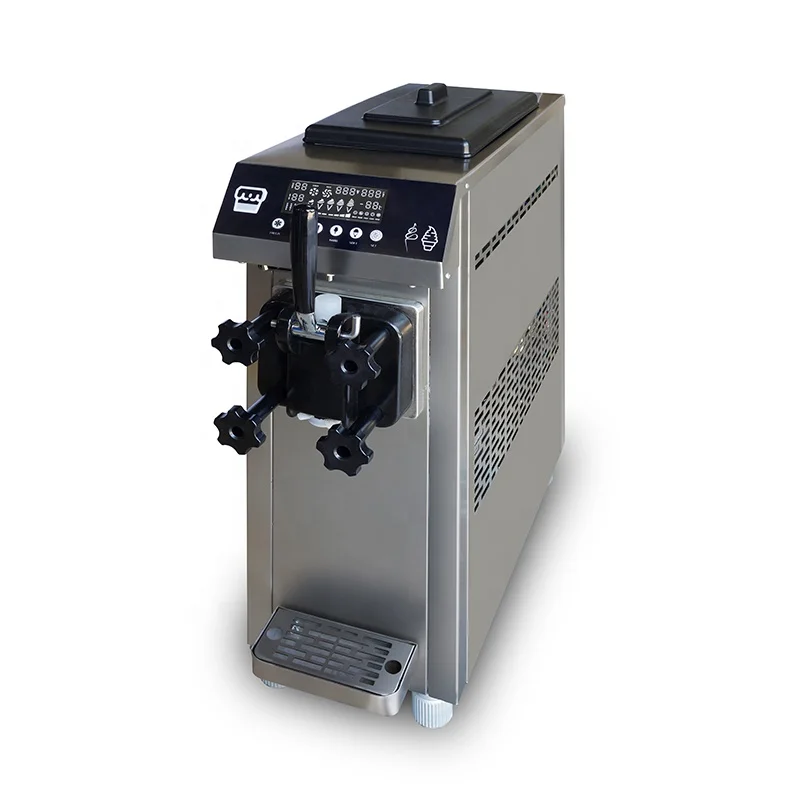 Single Nozzle Soft Serve Ice Cream Machine Full SS Ice Cream Maker Frozen Yogurt Machine Mini