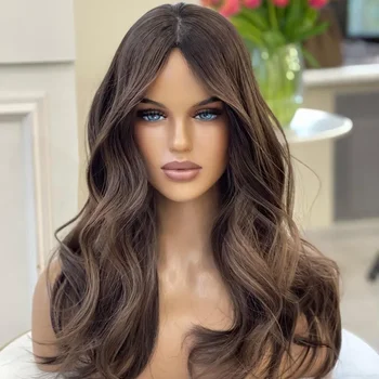 613 13x6 Hd Lace Frontal Wig Raw Human Hair Highlights Brown Color Natural Hairline Pre Plucked Glueless Full Hd Lace Wig