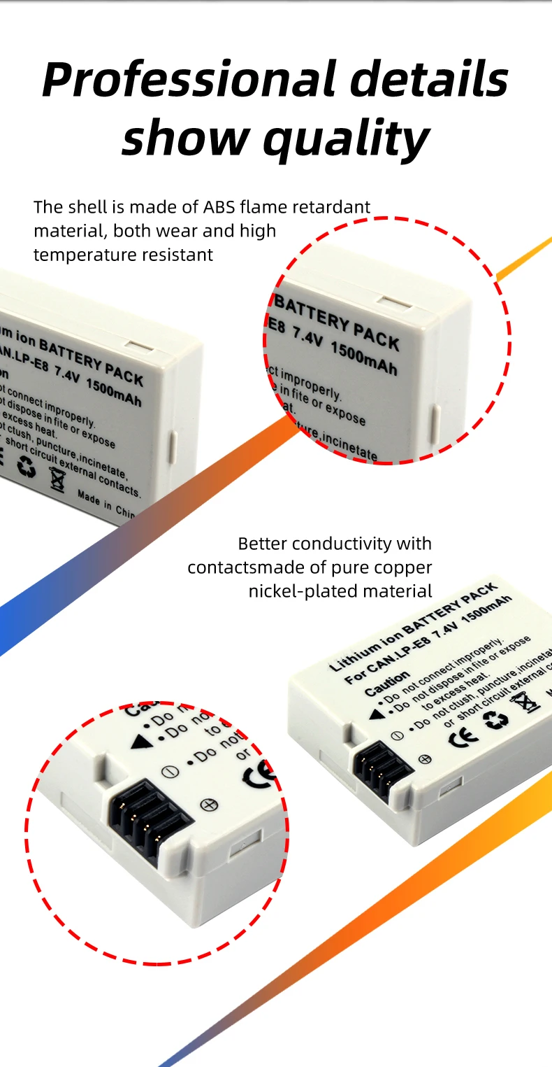 Rechargeable Digital Battery LP-E8 LPE8 for Canon EOS Rebel T2i T3i T4i T5i  Kiss X4 X5 X6 550D 600D 650D 700D supplier