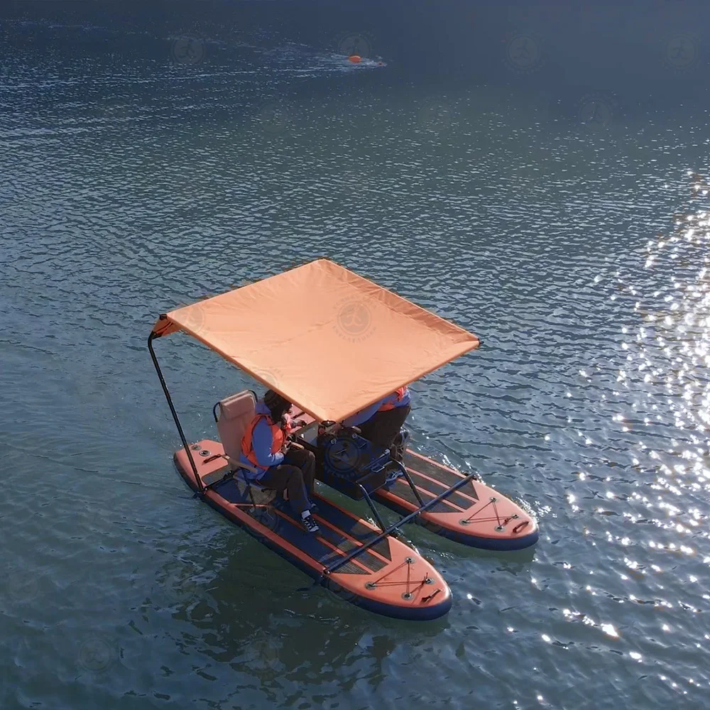 Aquatic Adventure Water Float Inflatable Fishing Boat 2 Person Paddleboards with Motor Canopy and Lounge Seat