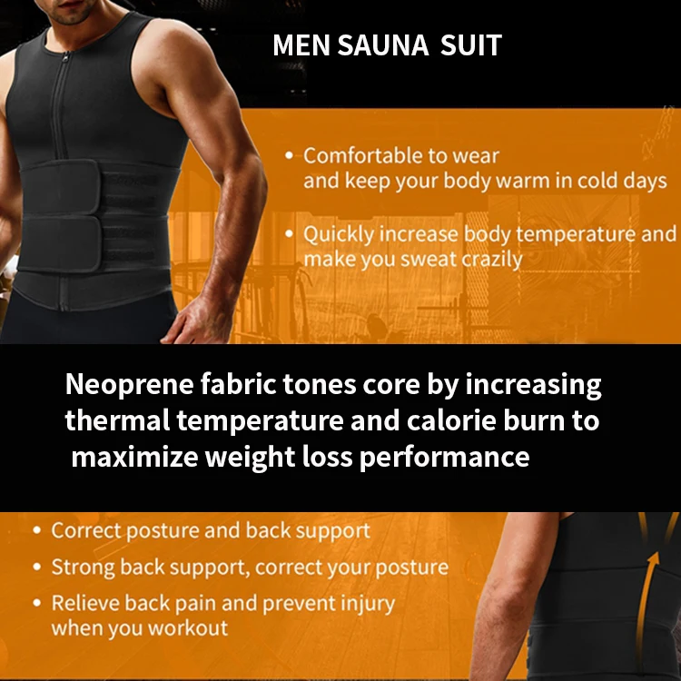 Gilet Nero Uomo Gilet Da Sauna Da Uomo, Dimagrante Del Sudore, Da Uomo, Per Sauna Sauna Jacket - Foto 2
