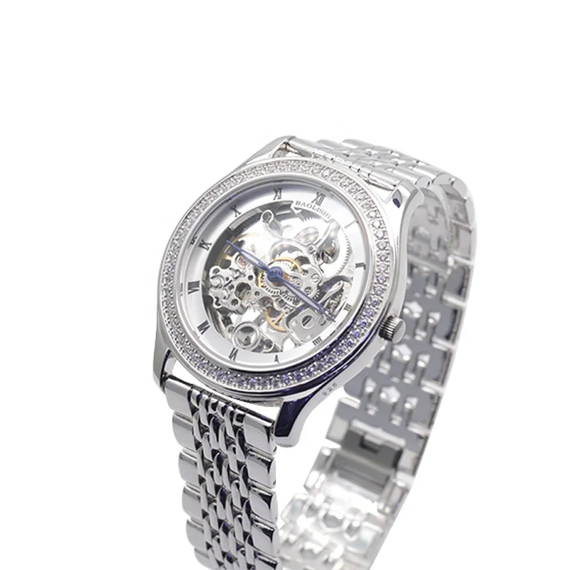 BAOLISHI Hollow Skeleton Automatic Mechanical Watch Men 925 Sterling Silver  Luxury Custom Watch