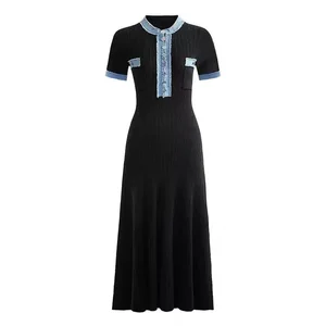 Bettergirl 2026 Ramadan French elegant flared skirt round neck long knit dress