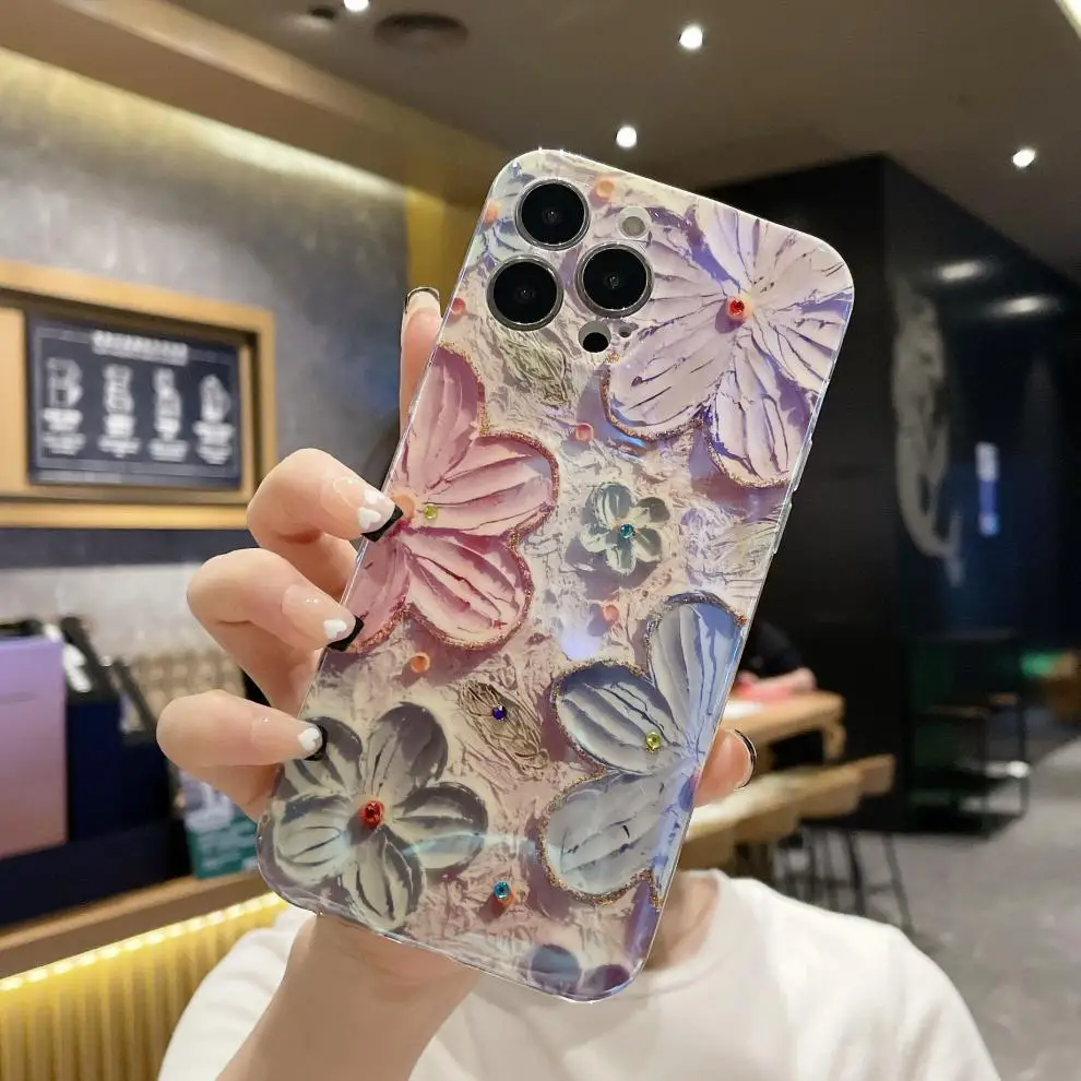 Hot Sale Tpu Phone Protective Shell Cover Oil Painting Flower Pattern ...
