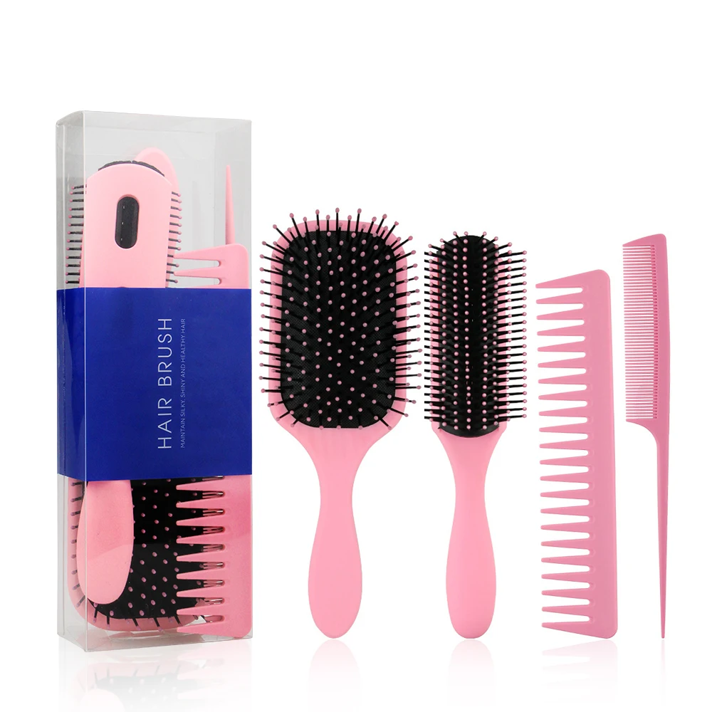 Masterlee hot selling in Amazon  plastic pink paddle and derman massage hair brushes set detangler c