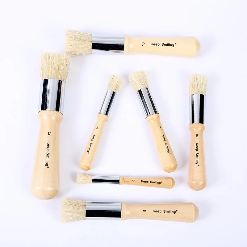 Xin Bowen Customize High Quality Keep Smiling Brand Single Natural Color Bristle Oil Painting Paint Brush