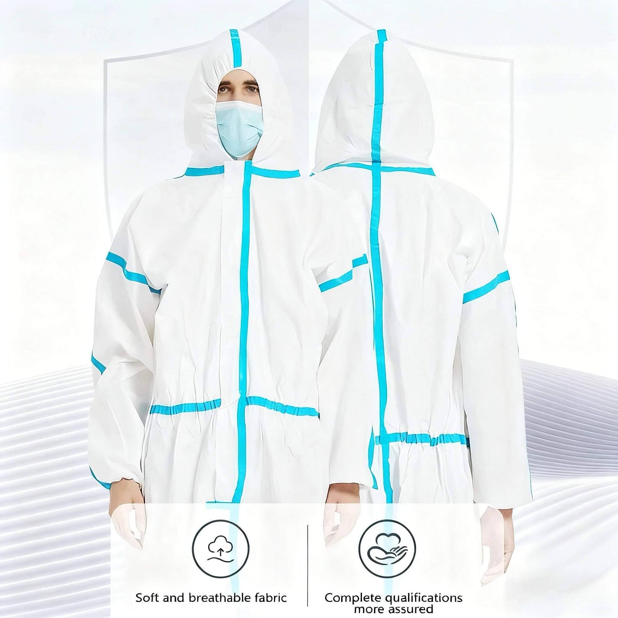 Microporous Disposable Protective Coverall with Hood and Boot Chemical Medical Coveralls for Adults Protective Medical Gown