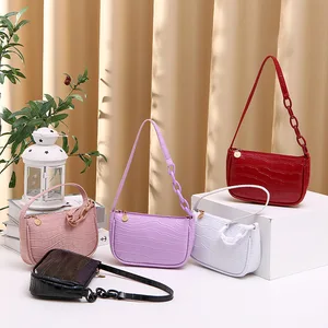 Top Selling Fashion Women's Shoulder Bag China Wholesale Pu Ladies Shoulder Bag 2021 Korean Alligator Underarm Zipper Bag