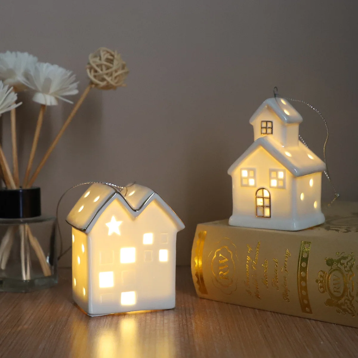 christmas decorations inflatable miniature ceramic home decor houses mini christmas ornaments