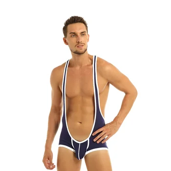 M-XL Mens Sexy Boxers Shorts Wrestling Suspenders Singlet Underwear Bodysuit