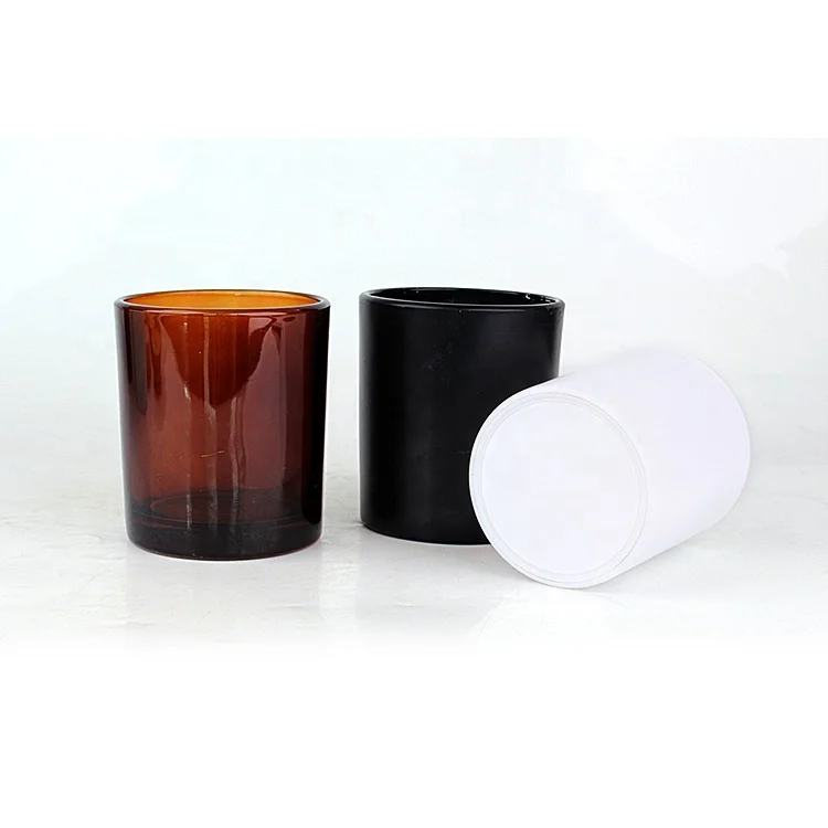 Factory Sale Empty 7oz 200ml Matte Black White Brown Glass Candle Jars Vessels Container with Lid for Candle Making
