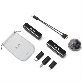 BOYALINK A1 2.4GHz Wireless Lavalier Microphone System Clip-on Microphone 100m Transmission Range Noise Reduction Auto Sync