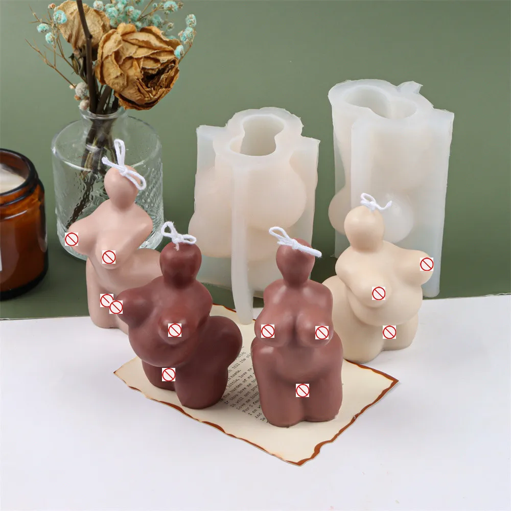 Exaggerated Big Breast Butt Female Body Candle Making Silicone Molds Abstract Woman Resin Small Chest Human Torso Statue Tool