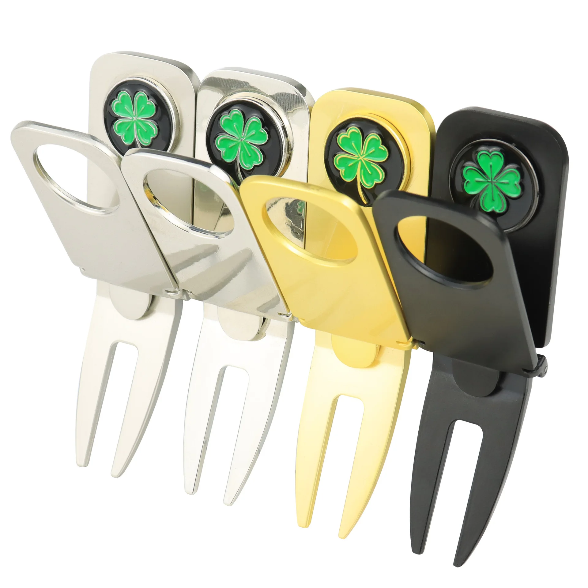 Custom Cheap Pitch Fork and Ball Marker Metal Cigar Pitchfork Gift Set Blank Magnetic Cigar Holder Golf Divot Repair Tool