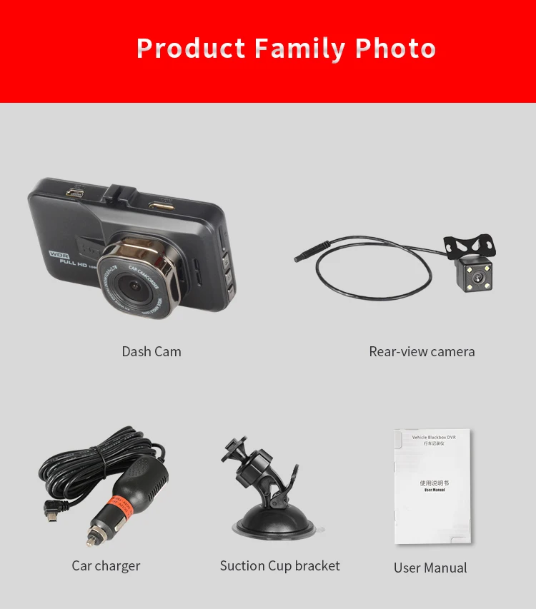 Dash Cam Front and Rear, Dash Camera for Cars with Poland