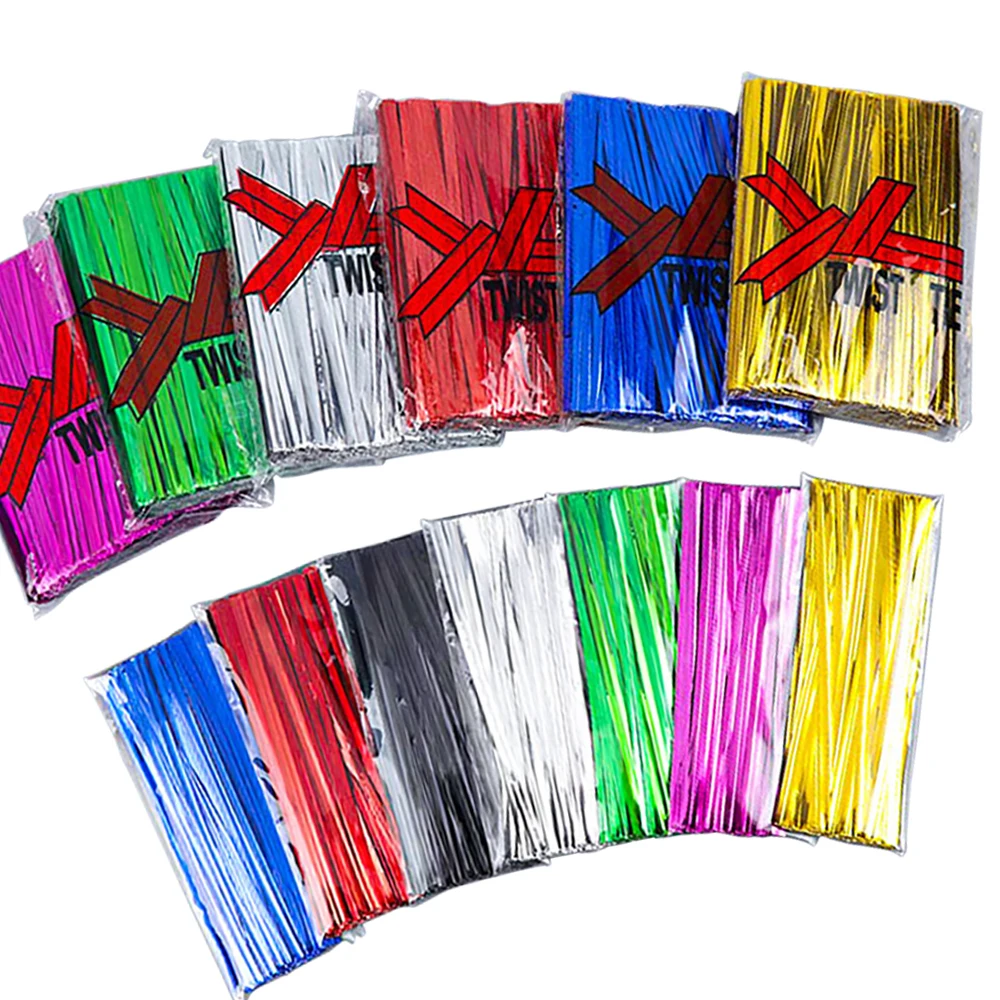Factory Custom Reusable Strong Soft Golden Pe Plastic Double Metallic Foil Twist Tie Wire for Bread Bag Packaging Twist Ties