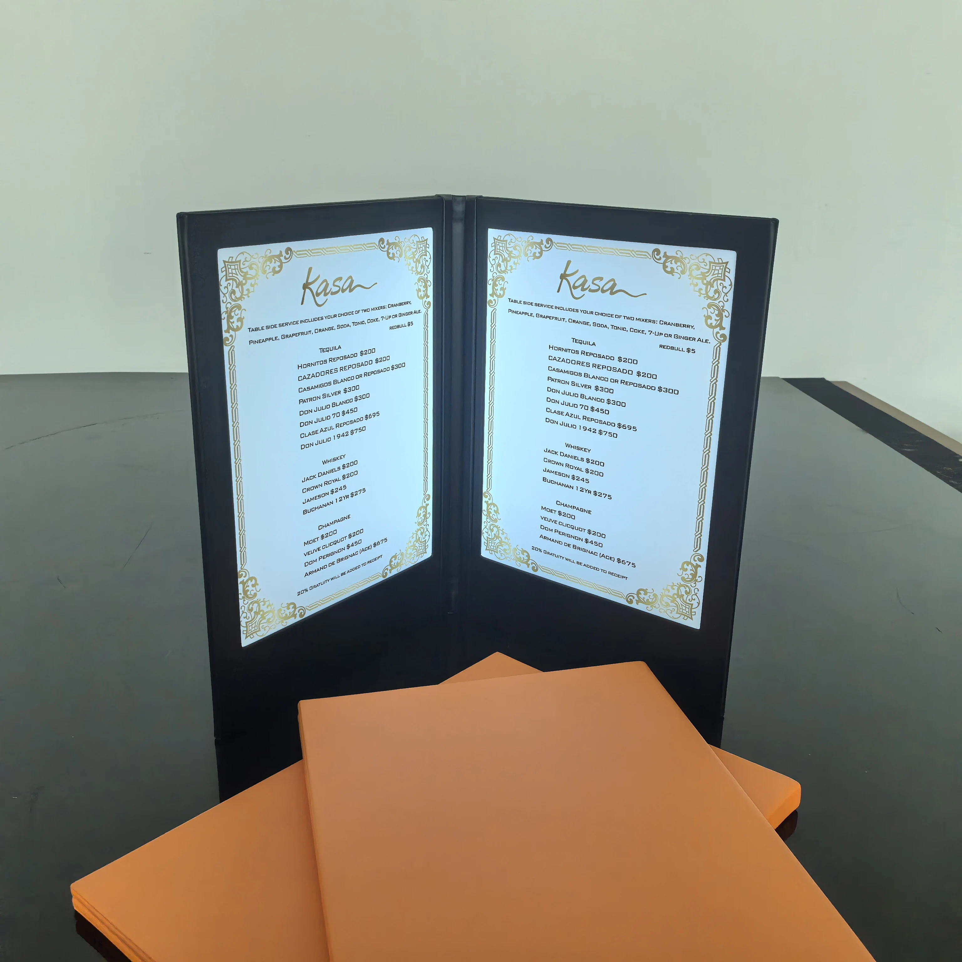 Rechargeable LED Backlit Menu Sign Holder for Restaurants