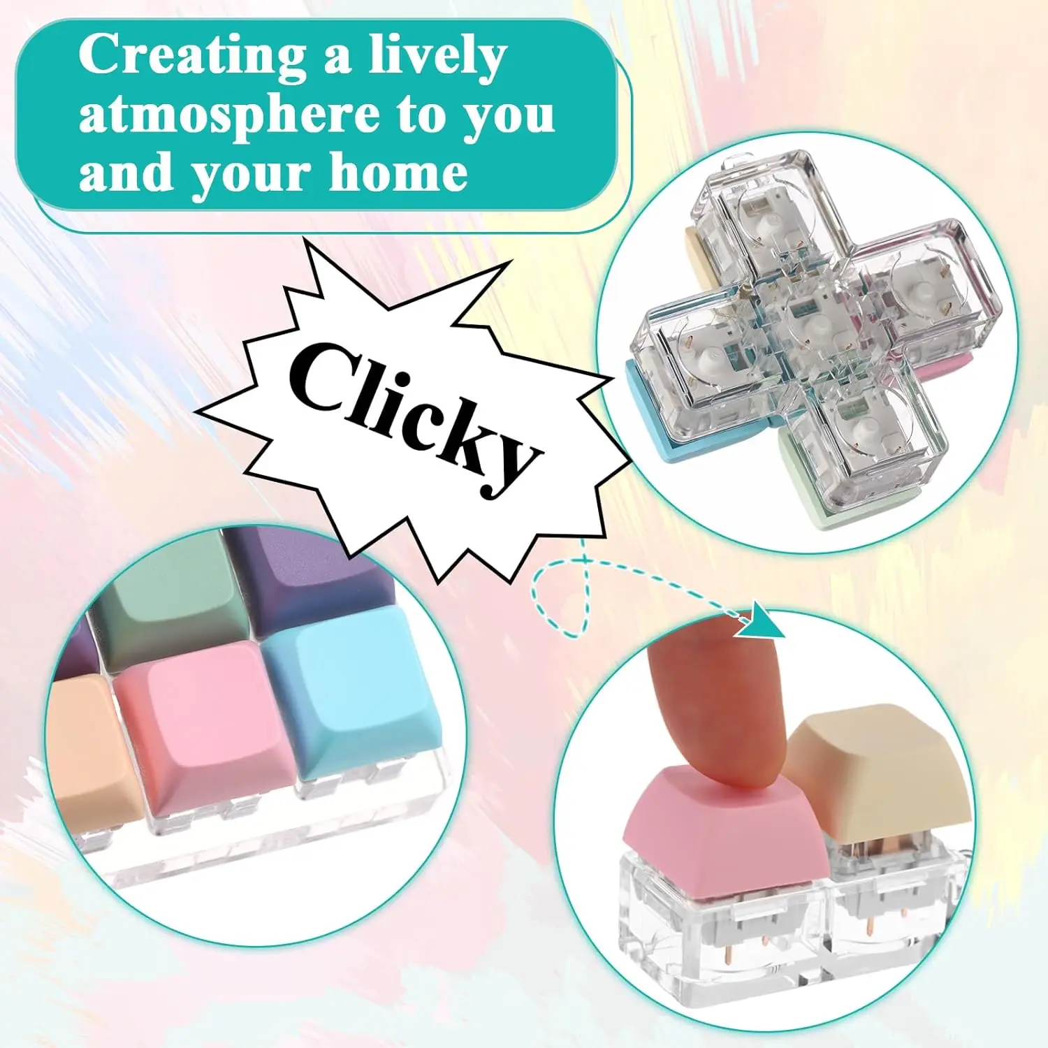 Square Key Fidget Square Shape Keyboard Fidget Keychain – Decompression Toys, Clicker ...