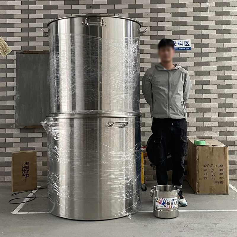 Factory Prices 700L Cooking Pot Composite Bottom Stock Pot Storage Container  Commercial Stainless Steel Big Pots_0