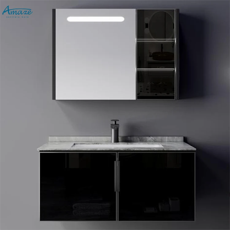 Manufacturer hot sell customized design modern style wall mounted vanity set bathroom cabinet supplier