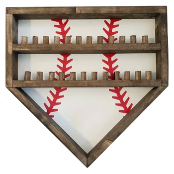Rustic wooden baseball softball display stand baseballs wooden display holder