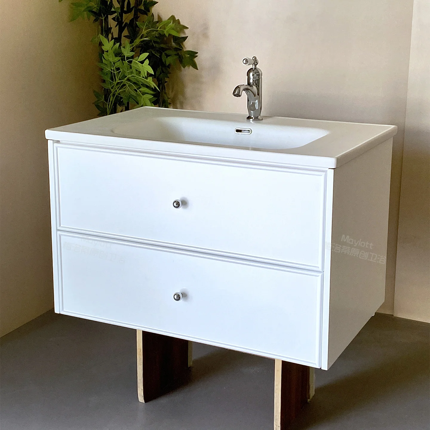 product white wall mounted bathroom cabinet combination washbasin rock board seamless integrated washbasin customization-7