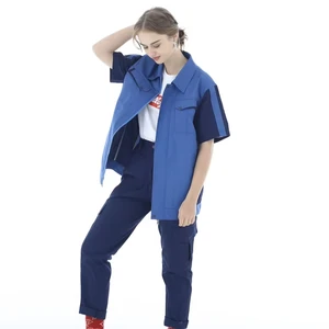 Short Sleeve Anti-Static Breathable Flame-Retardant Cotton Unisex Oil & Gas Workwear Gas Station Uniform Suit OEM Service