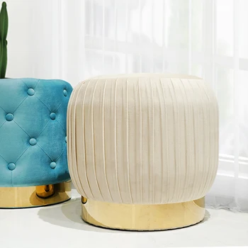 Stool New Sale Dining Round Modern Indoor Home Luxury Foot Step Gold Metal Chairs Velvet Ottoman Stools