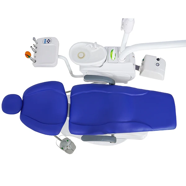 High quality dental treatment chair with memory position mobile tool tray LED bi-color lamp dental hospital equipment details