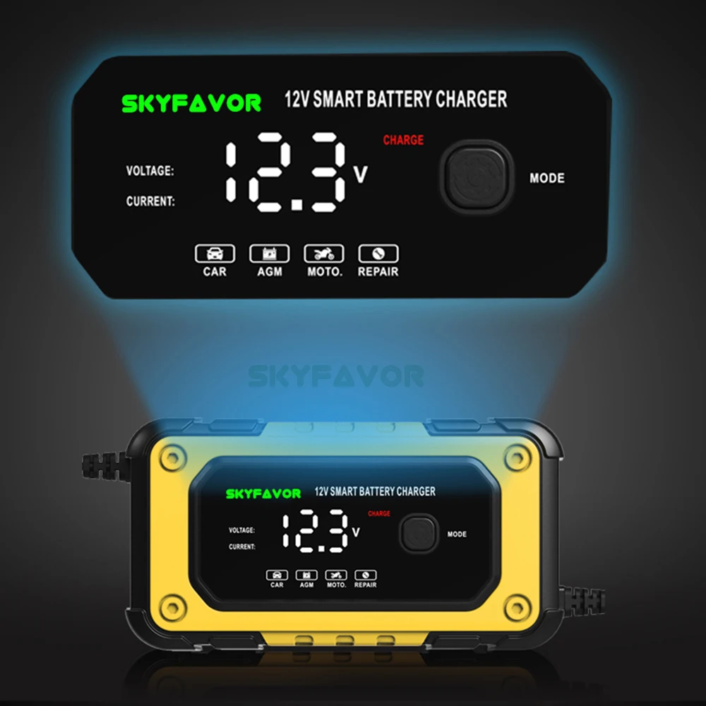 Factory price 12v 60ah battery charger 12V 6A fast agm gel arm lead acid deep cycle pulse repair automatic car battery charger