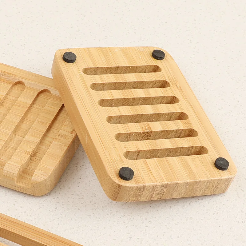 Bathroom Modern Wooden Bamboo Rectangle Plat Dry Cleaning Shower Dish ...