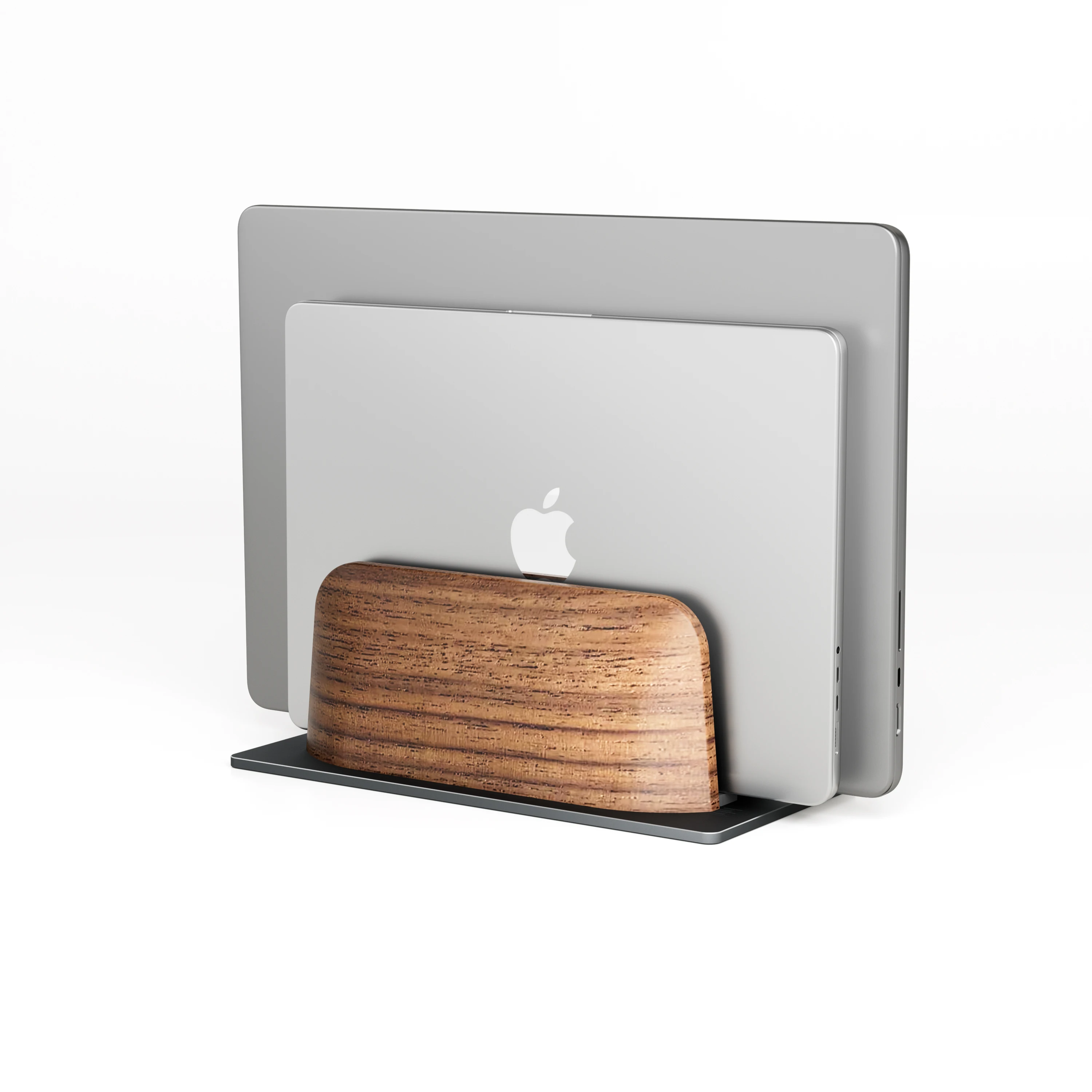 Customized Computer Accessories Wooden Laptop Vertical Stand Holder Double Fixed Bracket Portable Walnut Phone ipad Laptop Stand