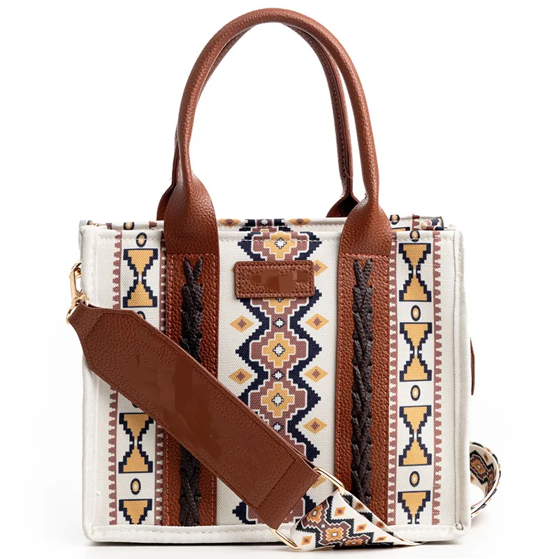 Popular Tote Purse Bag Western Wallet Ladies Bohemian Aztec Tote Wholesale  Bag Decorated Canvas Shoulder Bags