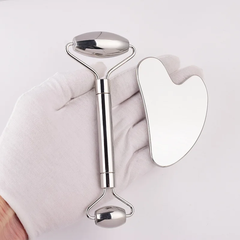 Нержавеющая сталь красота массажный ролик из ЭВА металла в форме сердца выскабливание доска гуаша Комплект Уход за кожей лица ролик