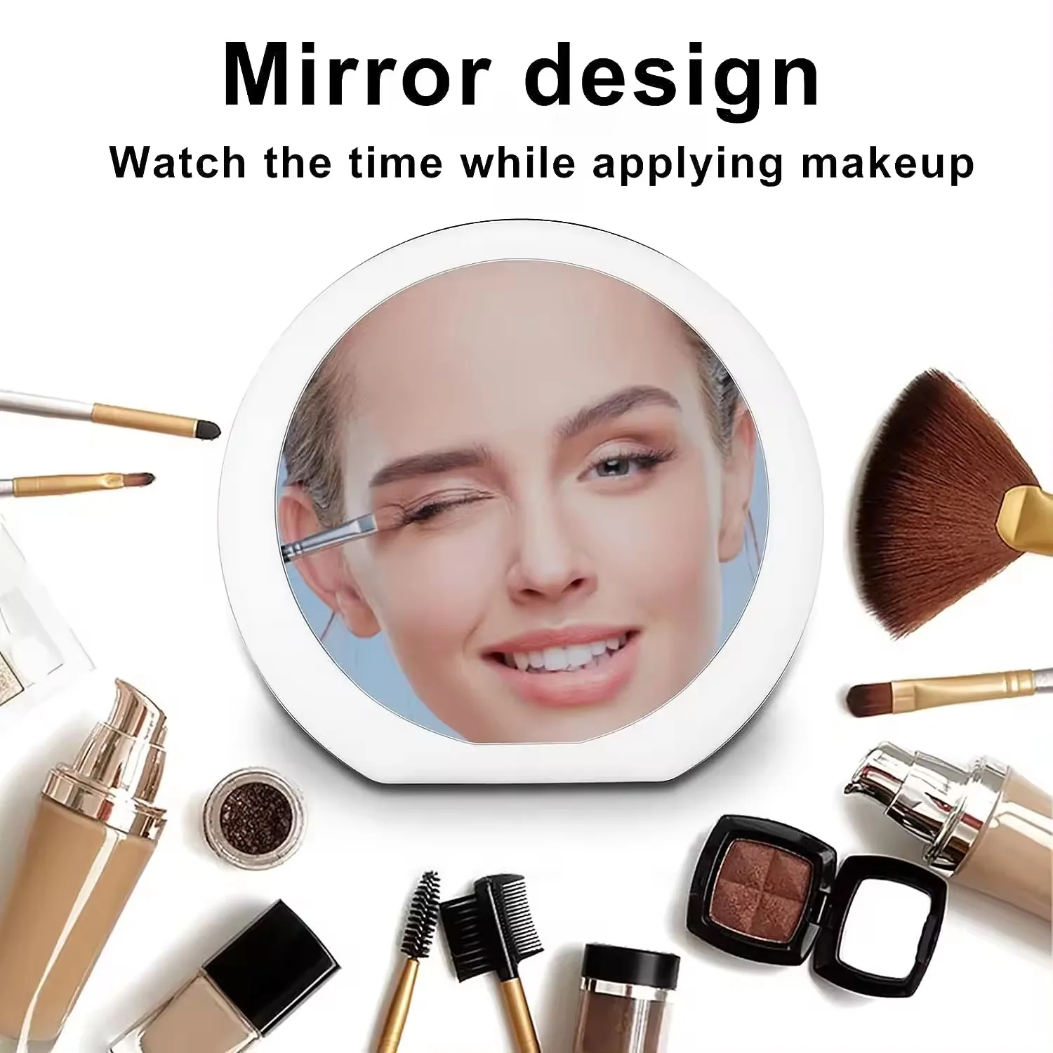 Wholesale Hemisphere Table Clock Digital Sun and Moon Temperature Drowsiness Cute Alarm Led Mirror Clock