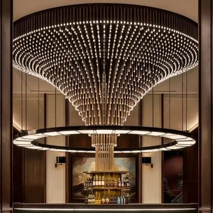 ECOJAS Luxury Glass Chandelier for Hotel Lobby Super Market Wedding Hotel New Design Large Pendent Light