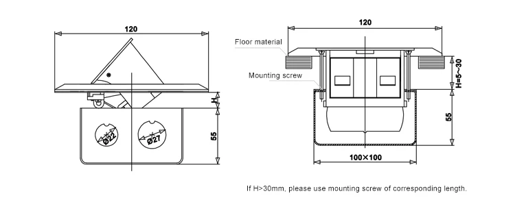 Philippines Popular CAT 6 Network 2 Port Rj45 Floor Socket Box Outlet