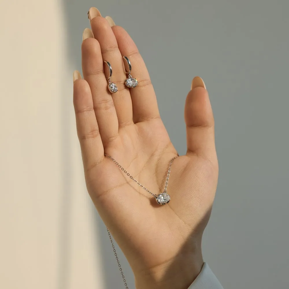 KAKODIY Elegance Women's Accessories Jewelry Beautiful 925 Sterling Silver Chain Solitaire 5A Zirconia Egg Shape Pendant Necklace detail 3