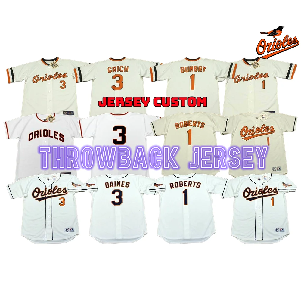 Wholesale Men's Baltimore 1 Al Bumbry Brian Roberts 3 Bobby Grich 3 Curt  Blefary 3 Harold Baines Throwback Baseball Jersey Stitched S-5X From  m.