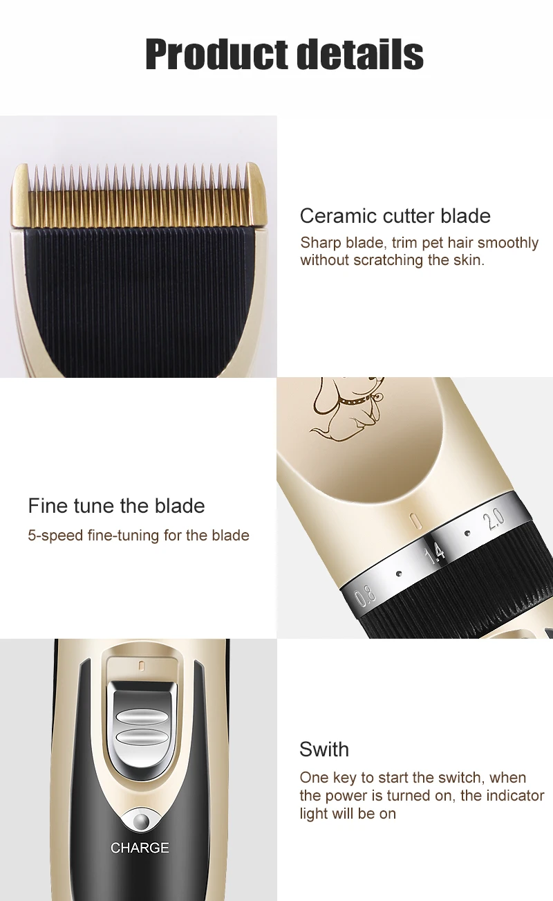 Professional Pet Hair Trimmer Dogs Grooming Clipper Groomer Kit Usb