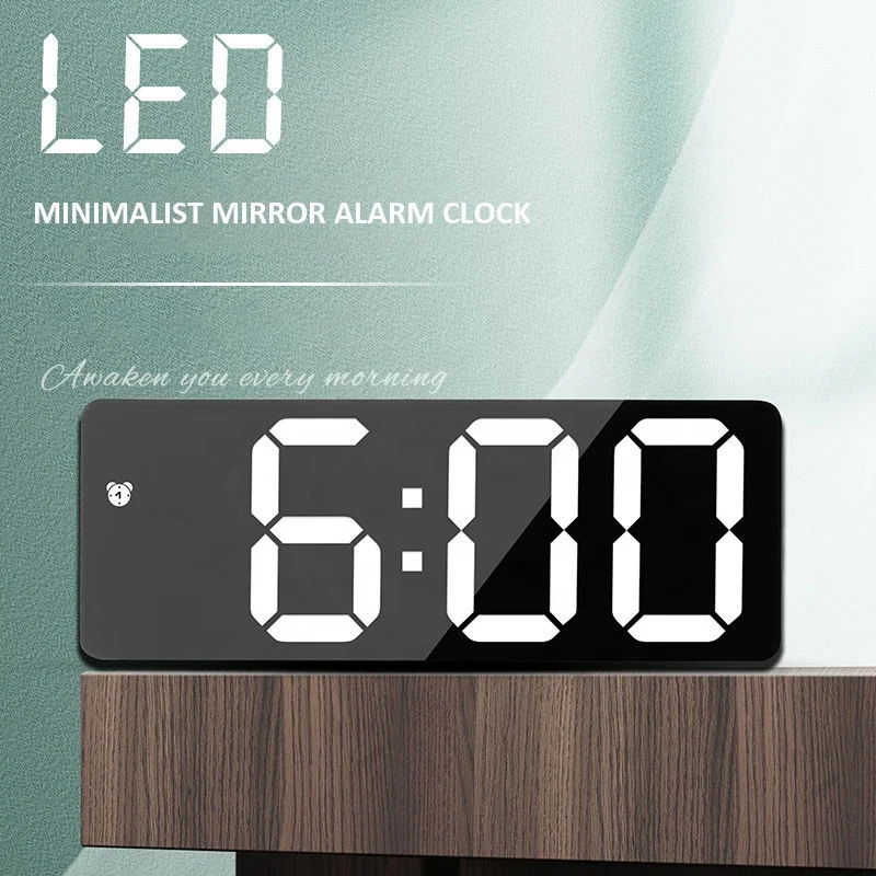 Orologio Digitale, Superficie A Specchio per Sveglia Elettrica A LED per Trucco con modalità Dimmer, Luminosità A 3 Livelli, Doppia Porta USB Decorazione Moderna per La Casa