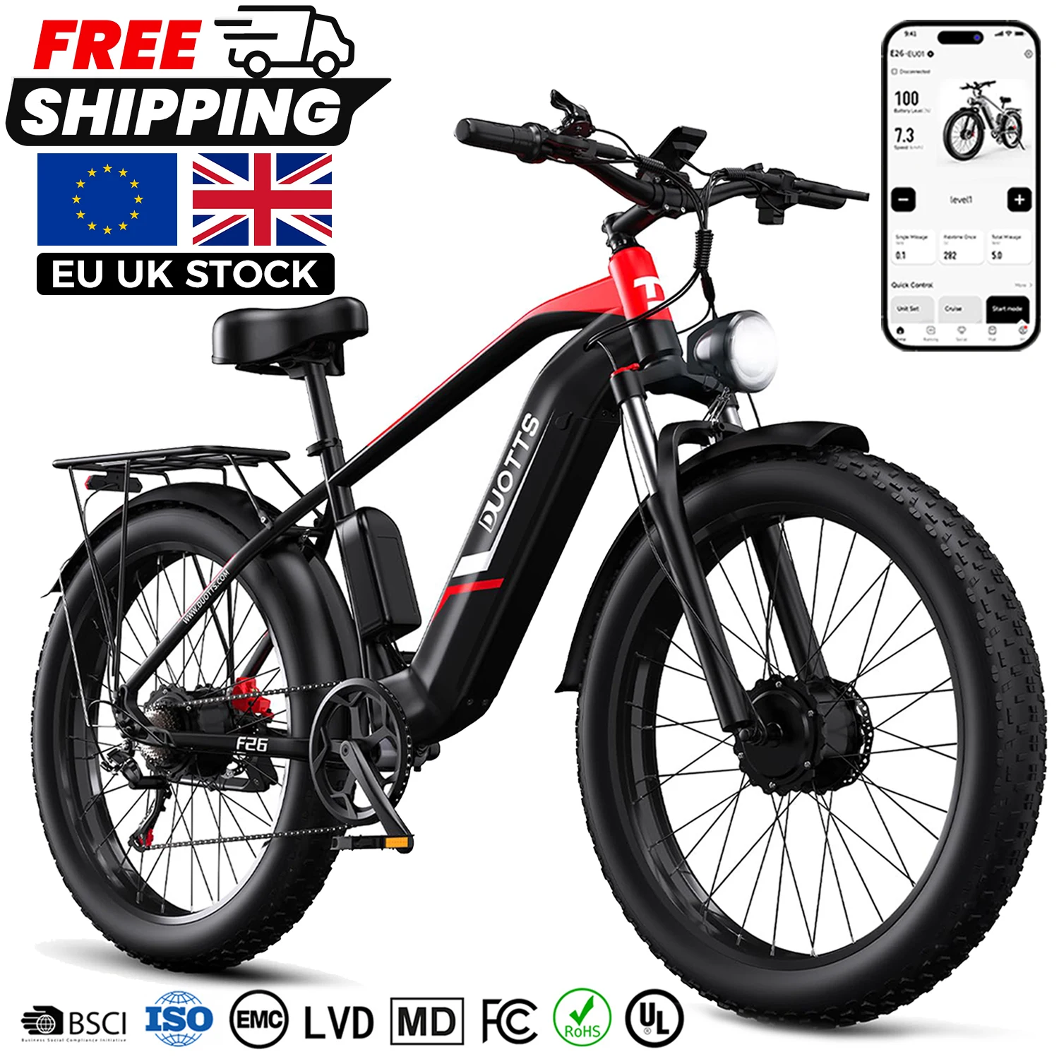 Spedizione gratuita EU UK Stock Duotts F26 elettrico Mountain Dirt
