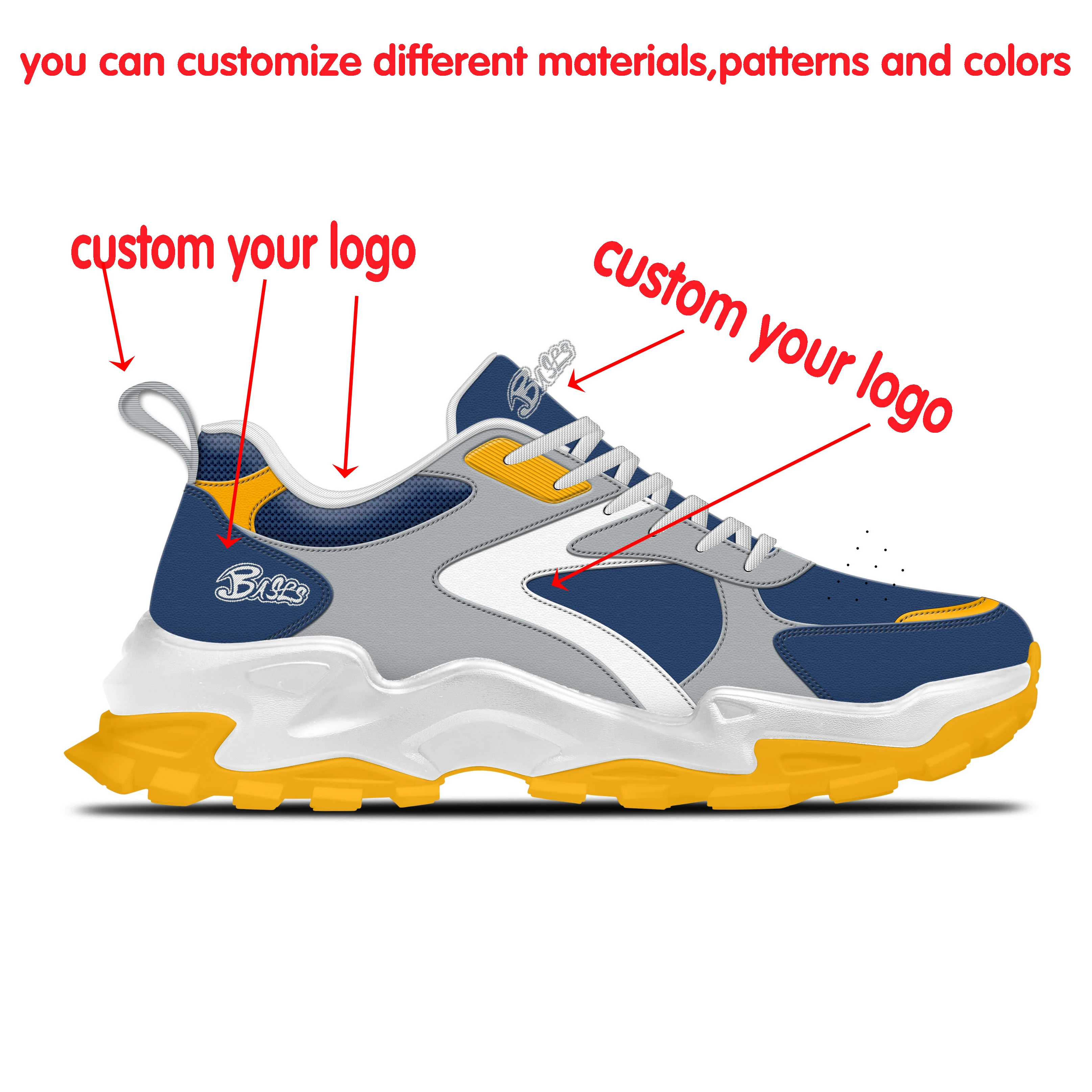 Design Your Own Brand Logo Custom Unisex Sports Running White Black