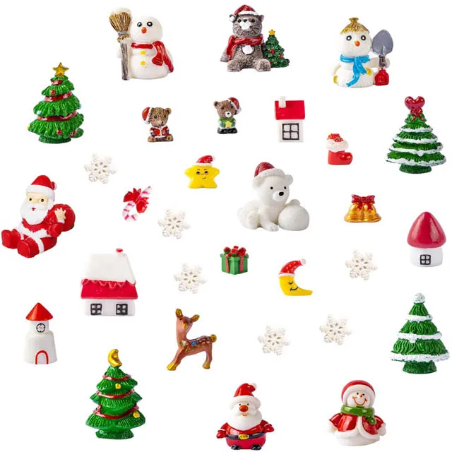 Artesanato Manual Personalizável Tema Natalino Miniaturas em Resina Jardim de Fadas Casa de Bonecas Decoração para Mesa Kit DIY