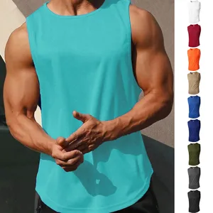 Summer Men's Knitted Mesh Fitness Fit Slim Fit I-shaped Wide Shoulder Vest