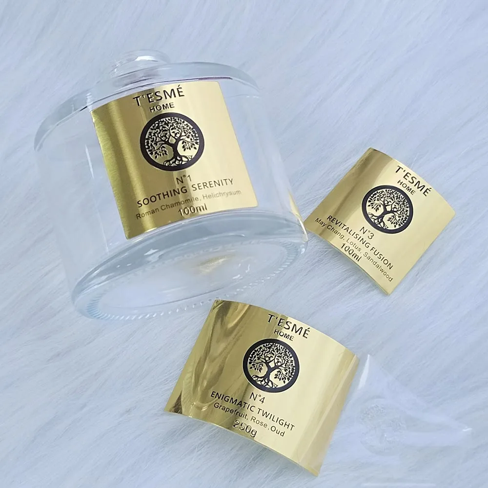 Custom Candle Jars with Luxury Stickers & Metal Embossed Logo