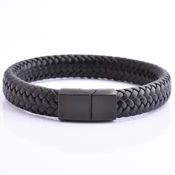 Wholesale Luxury Men'S Magnetic Clasp Men Jewelry Bracelet Real Leather Bracelet