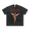 Nirvana bright red angel-washed black