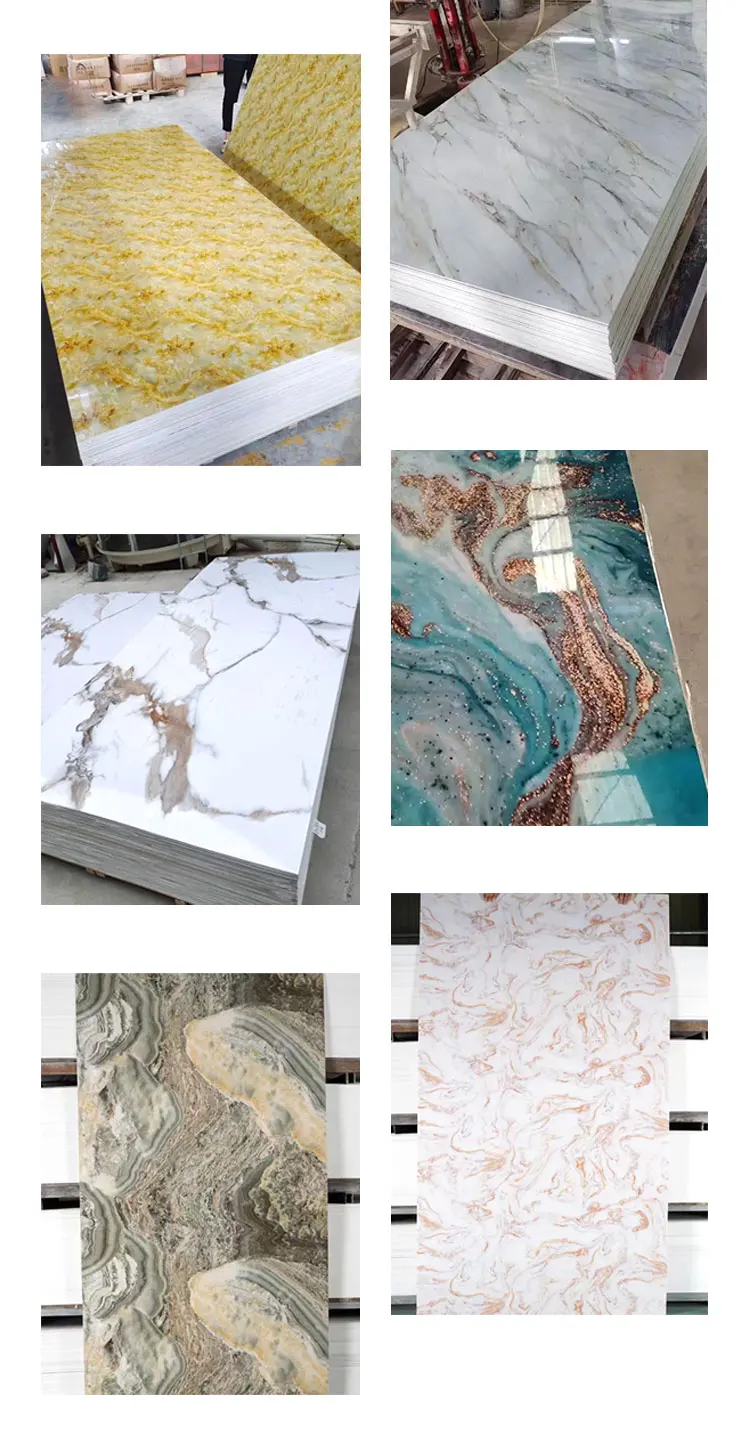 SUJIANLI 1220x2440 Modern Style Waterproof Marble Design Wall Decor PVC ...